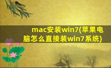 mac安装win7(苹果电脑怎么直接装win7系统)