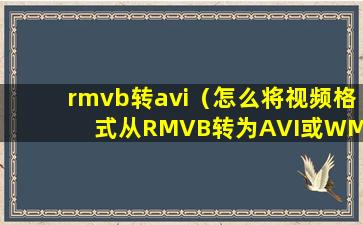 rmvb转avi（怎么将视频格式从RMVB转为AVI或WMA）