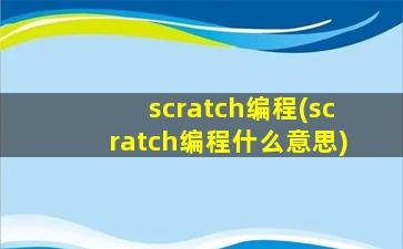 scratch编程(scratch编程什么意思)