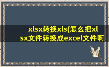 xlsx转换xls(怎么把xlsx文件转换成excel文件啊)